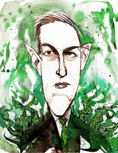 American horror and science fiction writer H.P. Lovecraft; caricature by Neale Osborne
